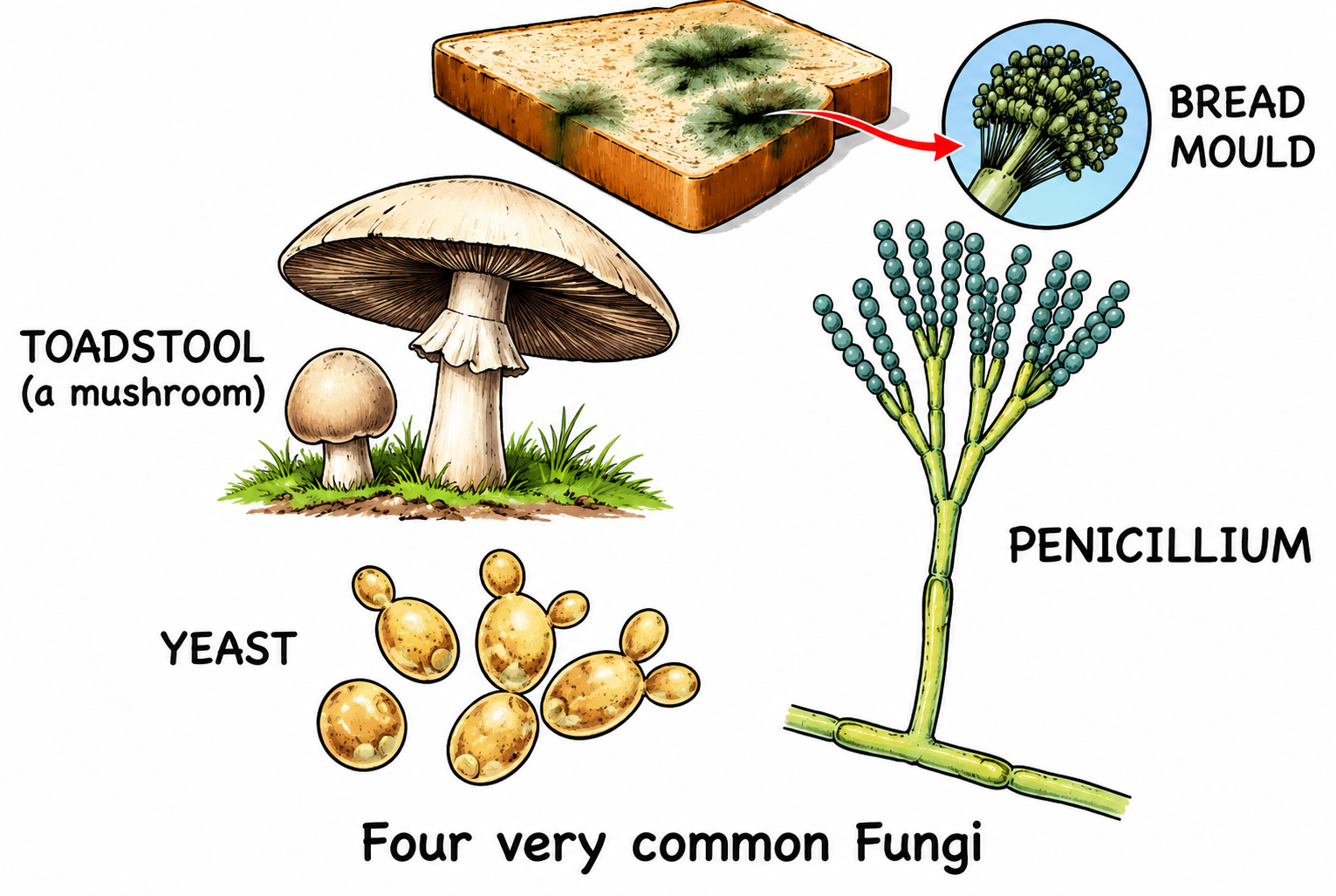 Fig. 8.5 — Four Very Common Fungi